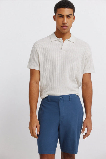 Springfield Blue Men Structured Bermuda Shorts SKU: 0433670_11 Image 04