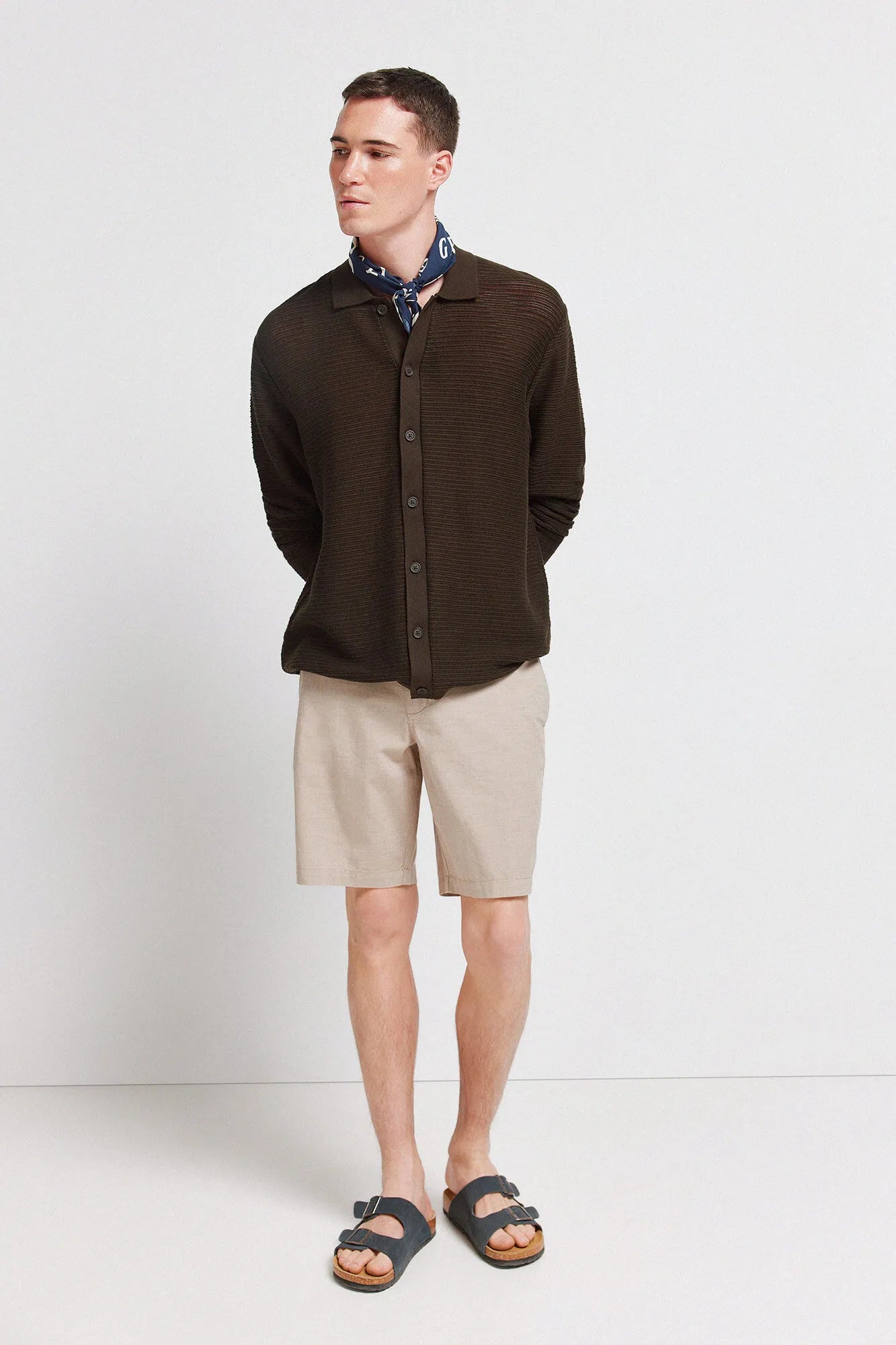 Springfield Beige Men Structured Bermuda Shorts SKU: 0433670_51 Image 01