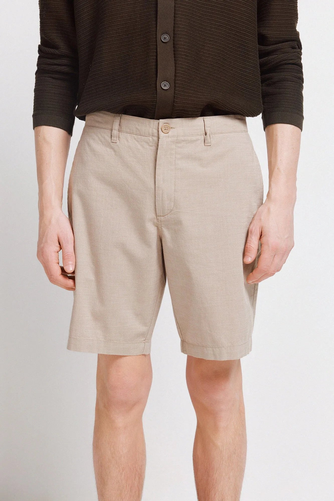 Springfield Beige Men Structured Bermuda Shorts SKU: 0433670_51 Image 02