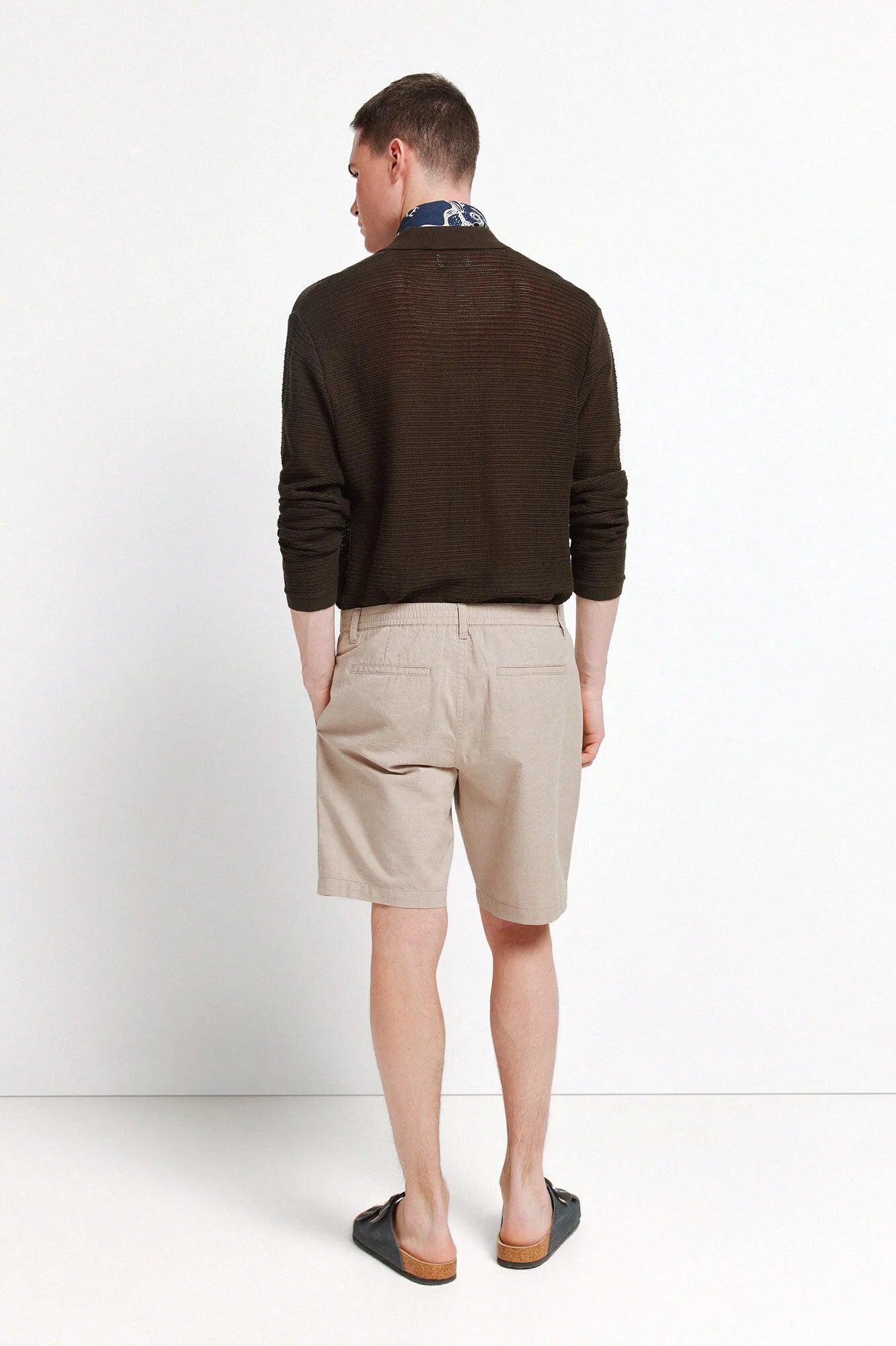 Springfield Beige Men Structured Bermuda Shorts SKU: 0433670_51 Image 03