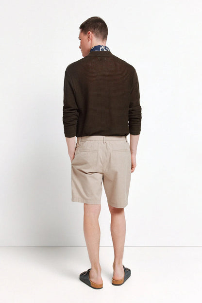Springfield Beige Men Structured Bermuda Shorts SKU: 0433670_51 Image 03
