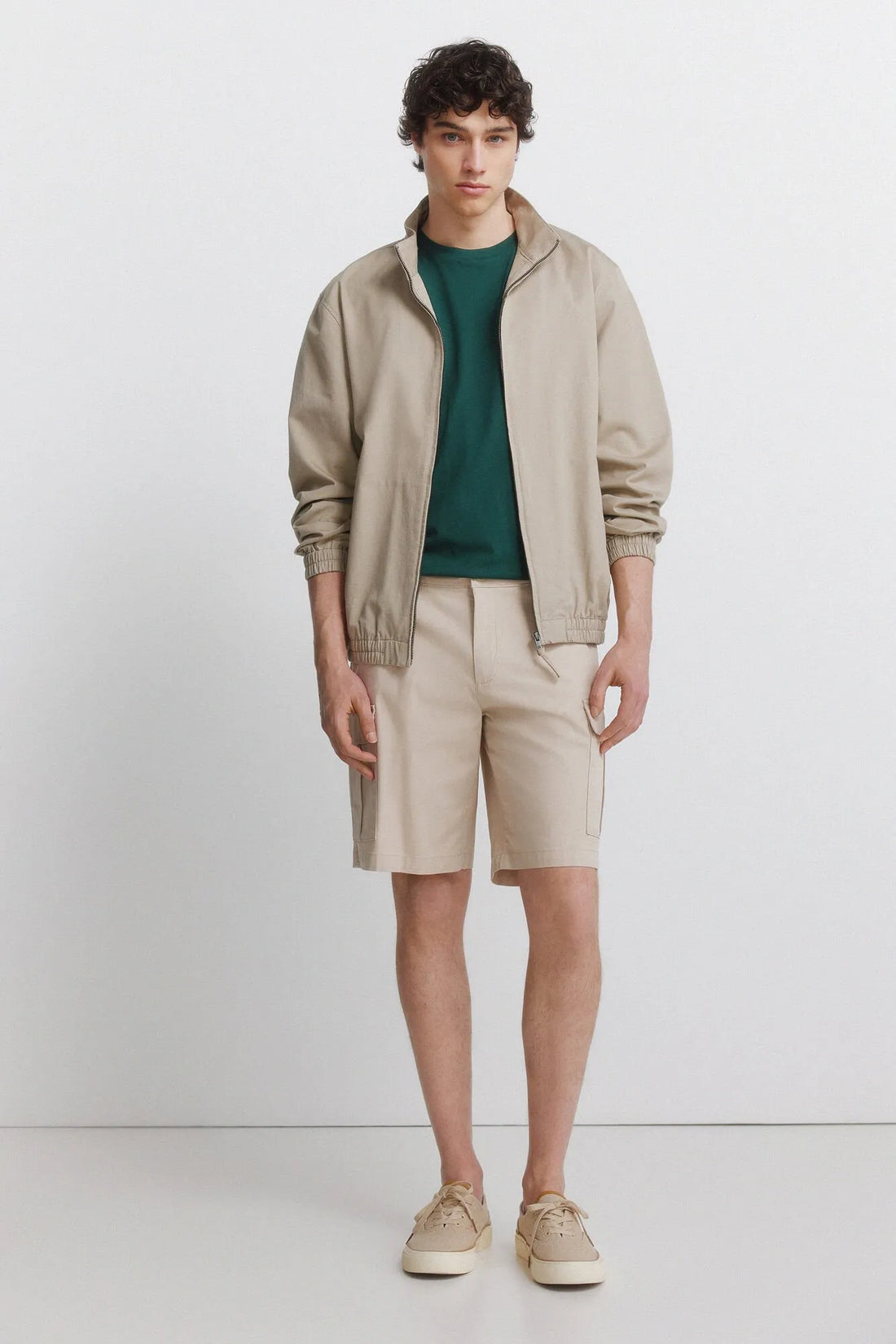 Springfield Beige Men Comfort Fit Cargo Bermuda Shorts SKU: 0433672_50 Image 01