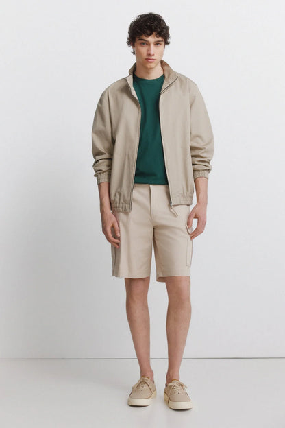 Springfield Beige Men Comfort Fit Cargo Bermuda Shorts SKU: 0433672_50 Image 01