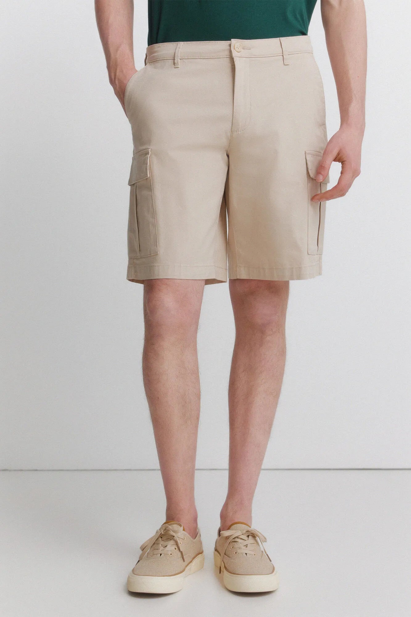 Springfield Beige Men Comfort Fit Cargo Bermuda Shorts SKU: 0433672_50 Image 02