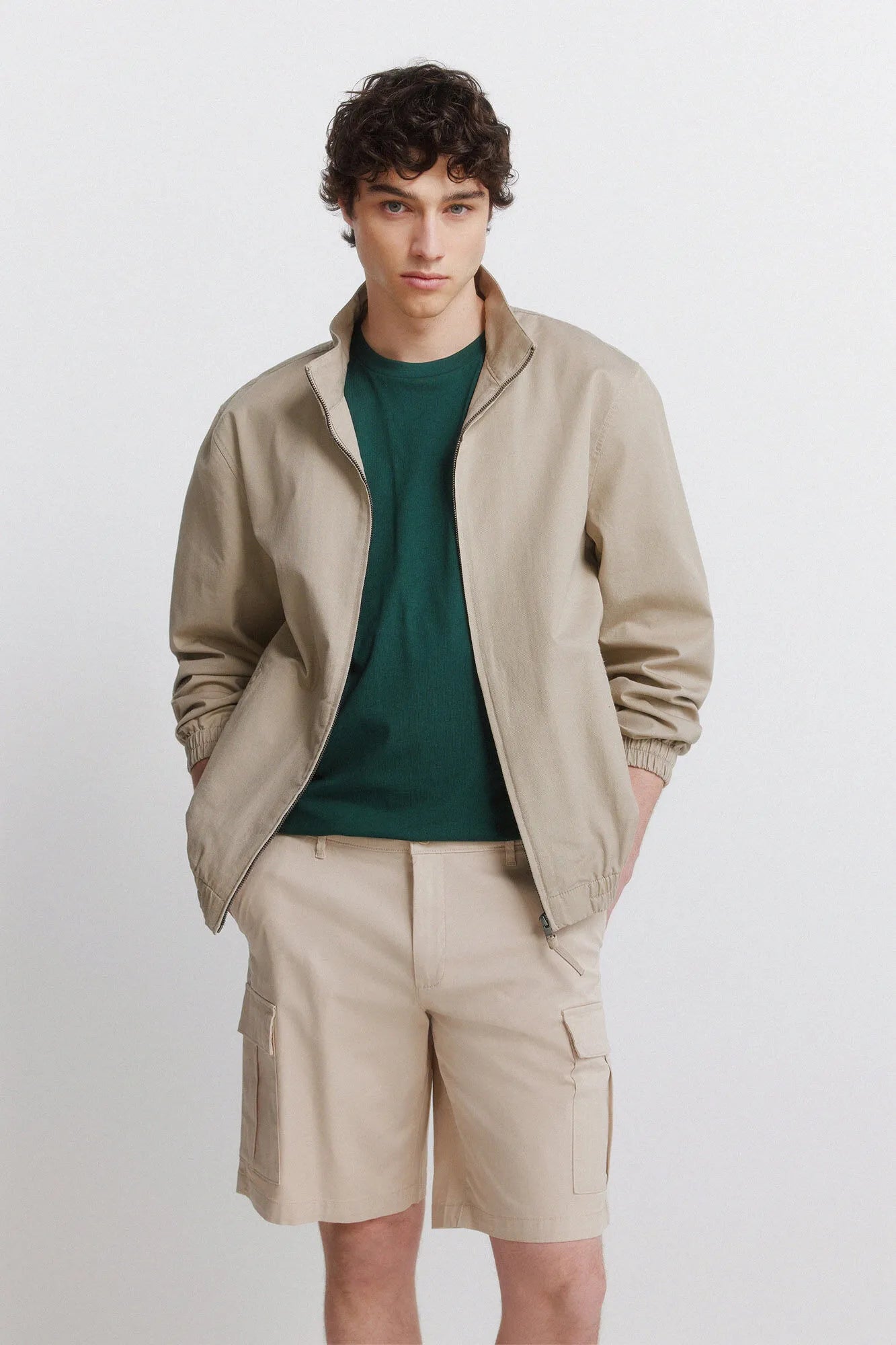 Springfield Beige Men Comfort Fit Cargo Bermuda Shorts SKU: 0433672_50 Image 03