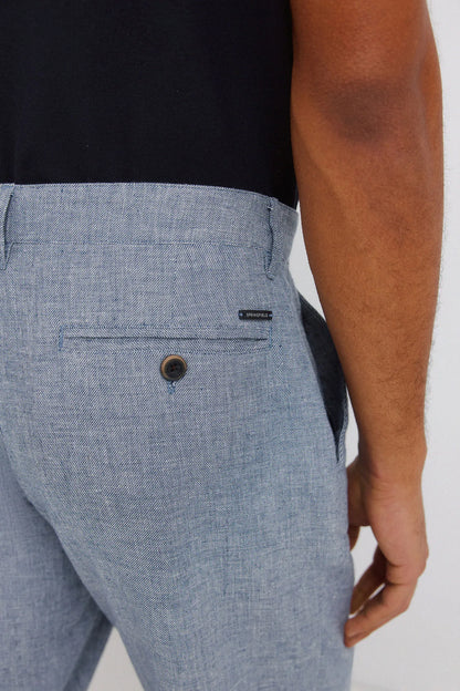 Springfield Blue Men Dobby Linen Comfort Fit Bermuda Shorts SKU: 0433674_17 Image 06