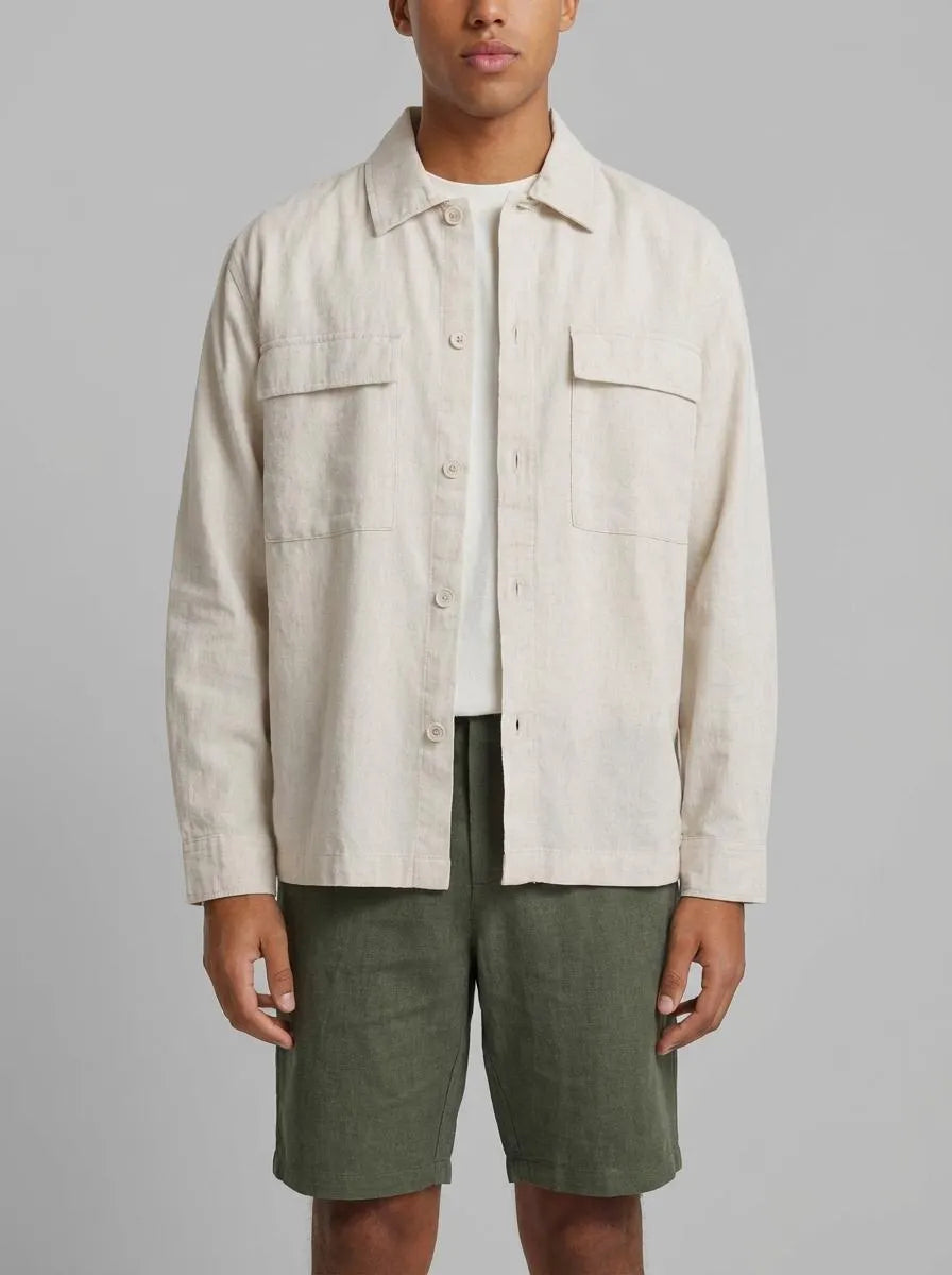 Springfield Khaki Men Dobby Linen Comfort Fit Bermuda Shorts SKU: 0433674_95 Image 00
