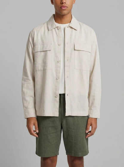 Springfield Khaki Men Dobby Linen Comfort Fit Bermuda Shorts SKU: 0433674_95 Image 00