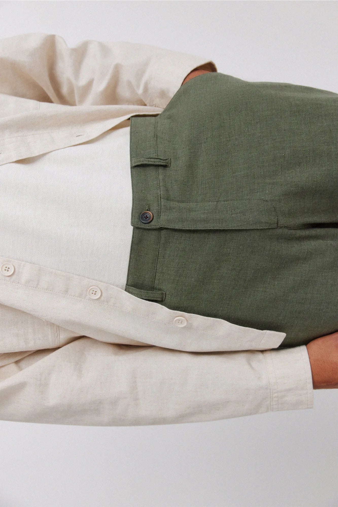Springfield Khaki Men Dobby Linen Comfort Fit Bermuda Shorts SKU: 0433674_95 Image 06