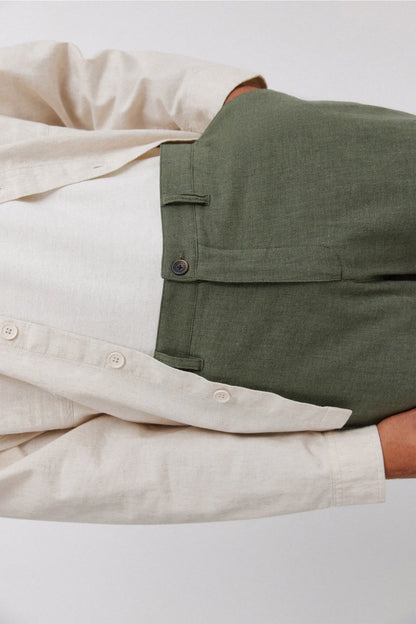 Springfield Khaki Men Dobby Linen Comfort Fit Bermuda Shorts SKU: 0433674_95 Image 06