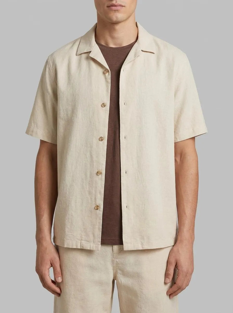 Springfield Beige Men Linen Relaxed Fit Bermuda Shorts SKU: 0433675_50 Image 00