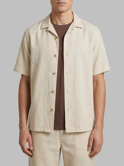 Springfield Beige Men Linen Relaxed Fit Bermuda Shorts SKU: 0433675_50 Image 00