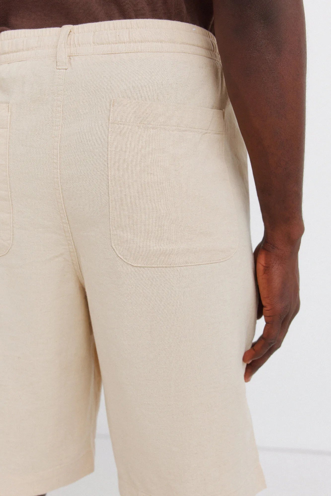 Springfield Beige Men Linen Relaxed Fit Bermuda Shorts SKU: 0433675_50 Image 06