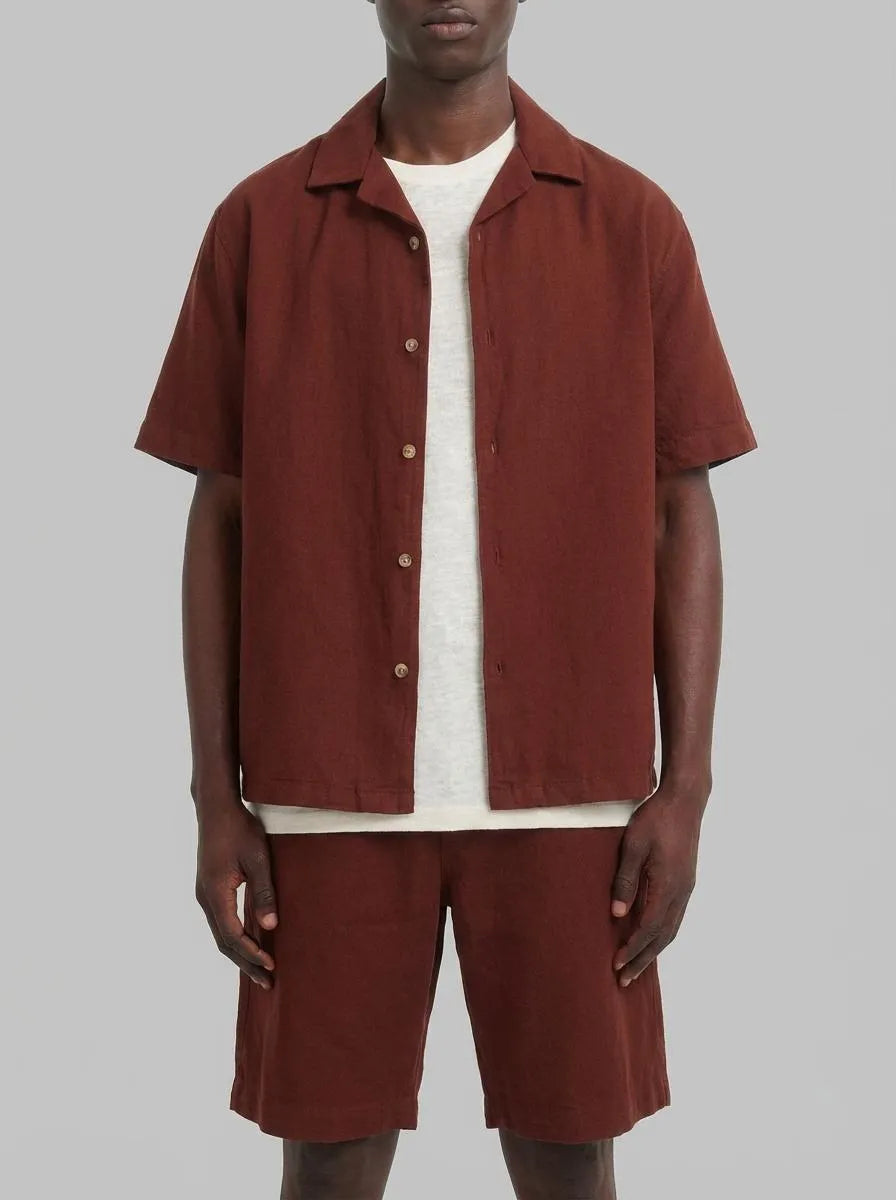 Springfield Red Men Linen Relaxed Fit Bermuda Shorts SKU: 0433675_66 Image 00