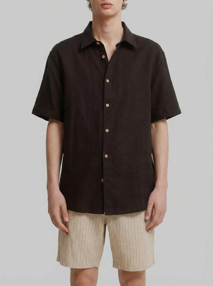 Springfield Beige Men Striped Linen Comfort Slim Fit Bermuda Shorts SKU: 0433677_51 Image 00