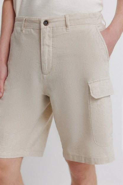 Springfield White Men Linen Cargo Comfort Fit Bermuda Shorts SKU: 0433682_97 Image 06