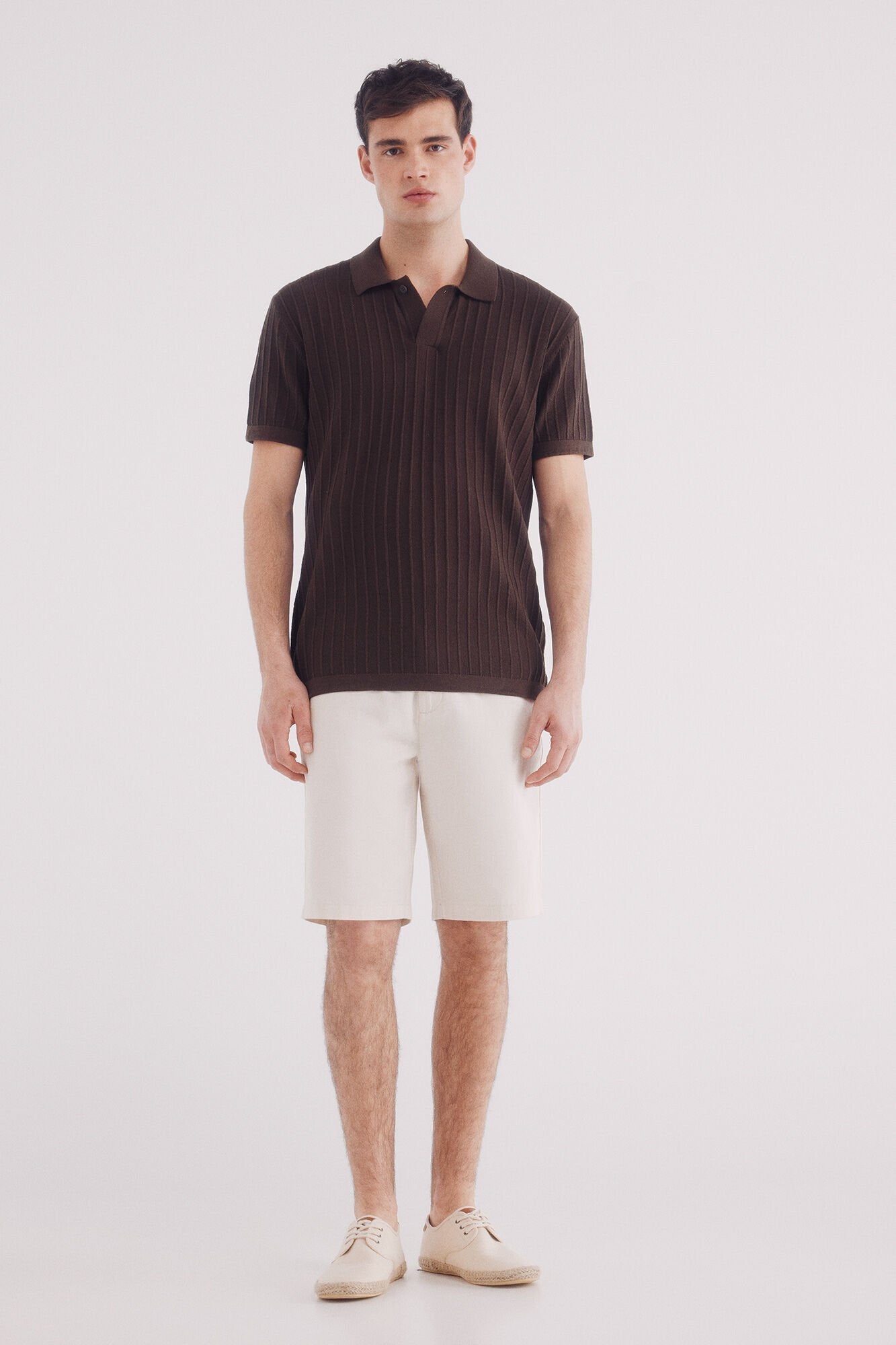 Springfield_Slim Fit Cotton Herringbone Bermuda Herringbone_0439945_97_01