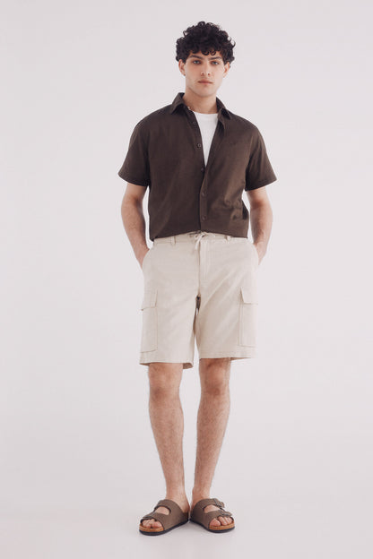 Springfield_Comfort Fit Linen Cargo Bermuda Shorts_0439954_97_01