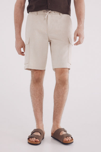 Springfield_Comfort Fit Linen Cargo Bermuda Shorts_0439954_97_02