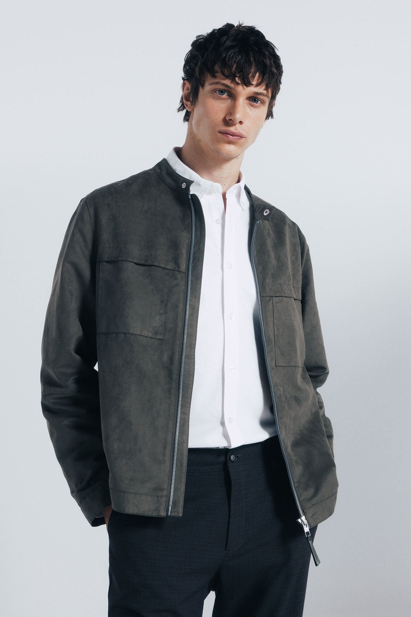 Springfield_Green_Faux Suede Jacket_0482282_91_01