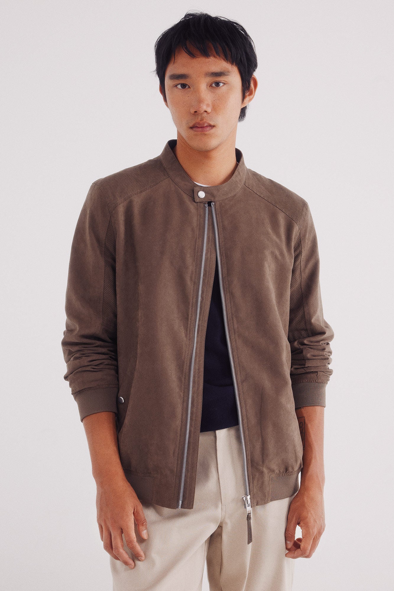 Springfield_Brown_Micro-Perforated Suede Effect Jacket_0482283_35_01
