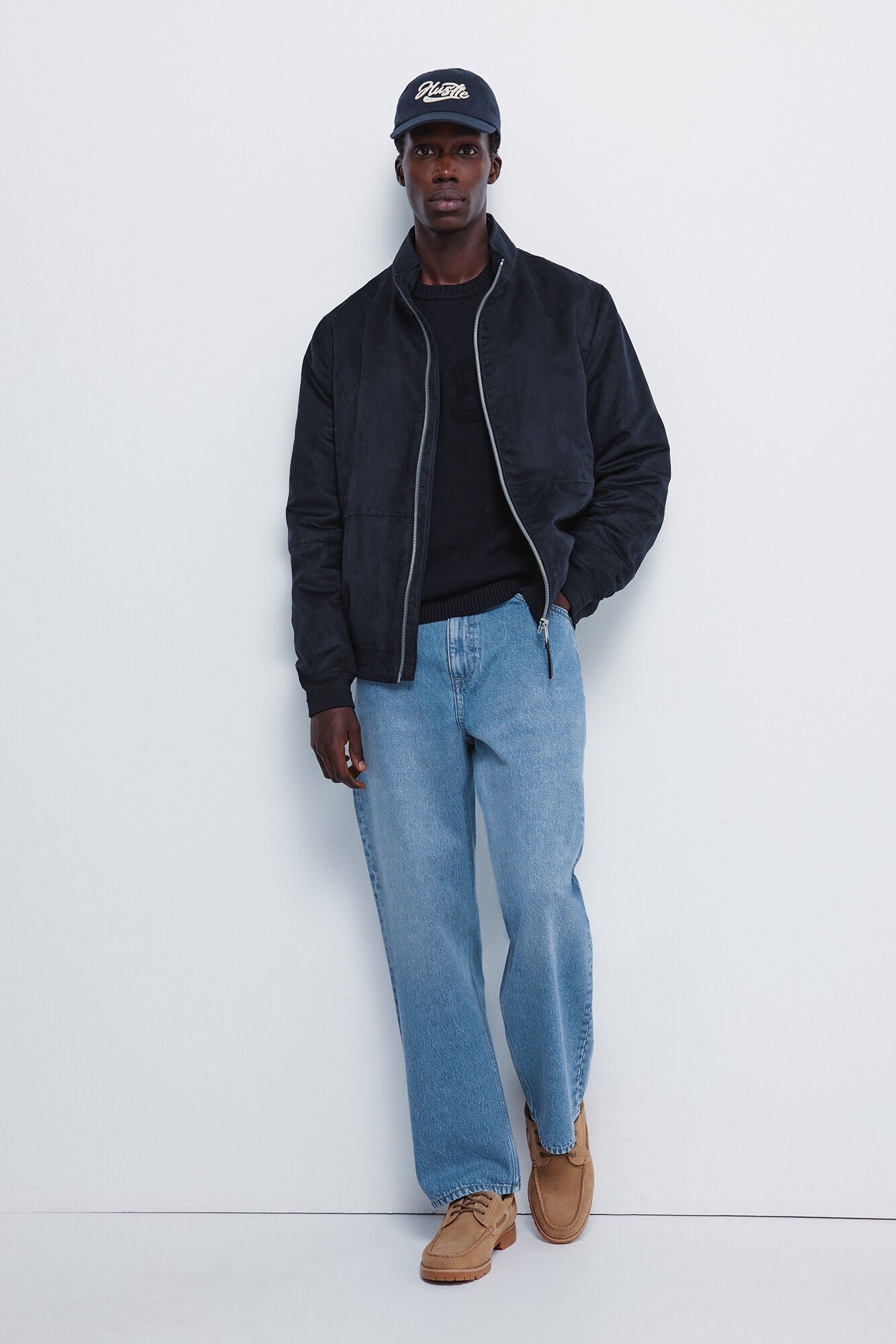 Springfield_Dark Blue_Suede Effect Quilted Jacket_0482291_11_03