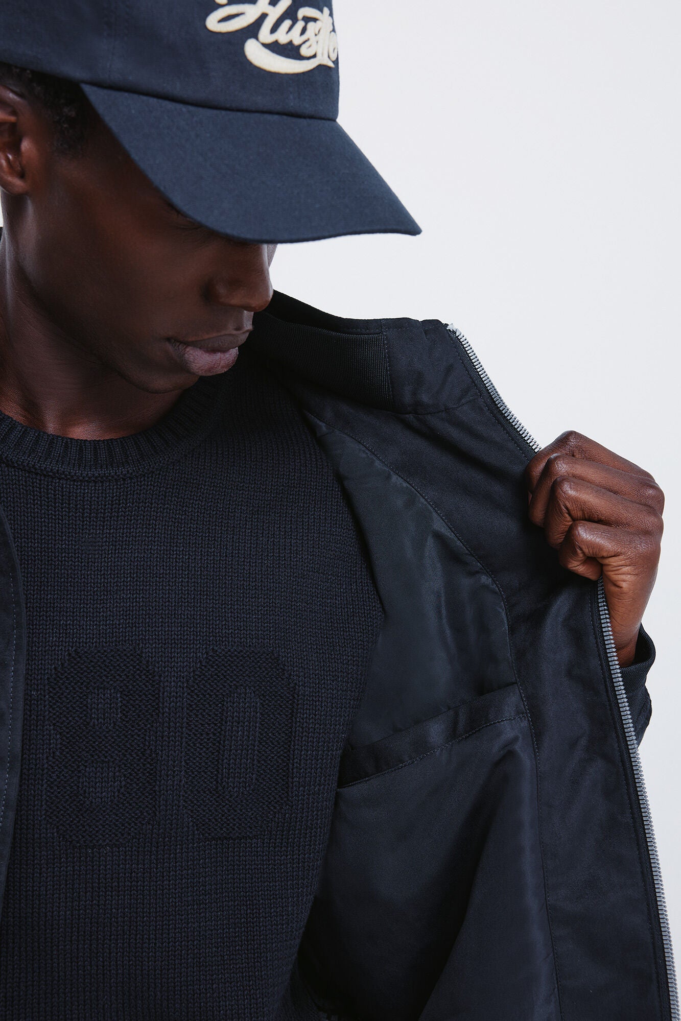 Springfield_Dark Blue_Suede Effect Quilted Jacket_0482291_11_04