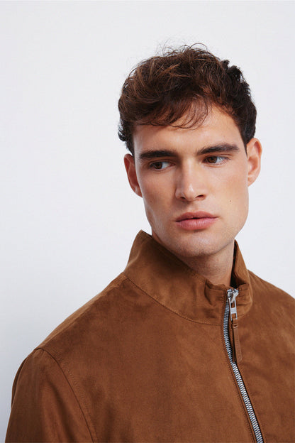 Springfield_Brown_Suede Effect Quilted Jacket_0482291_55_02