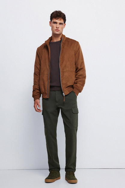 Springfield_Brown_Suede Effect Quilted Jacket_0482291_55_03