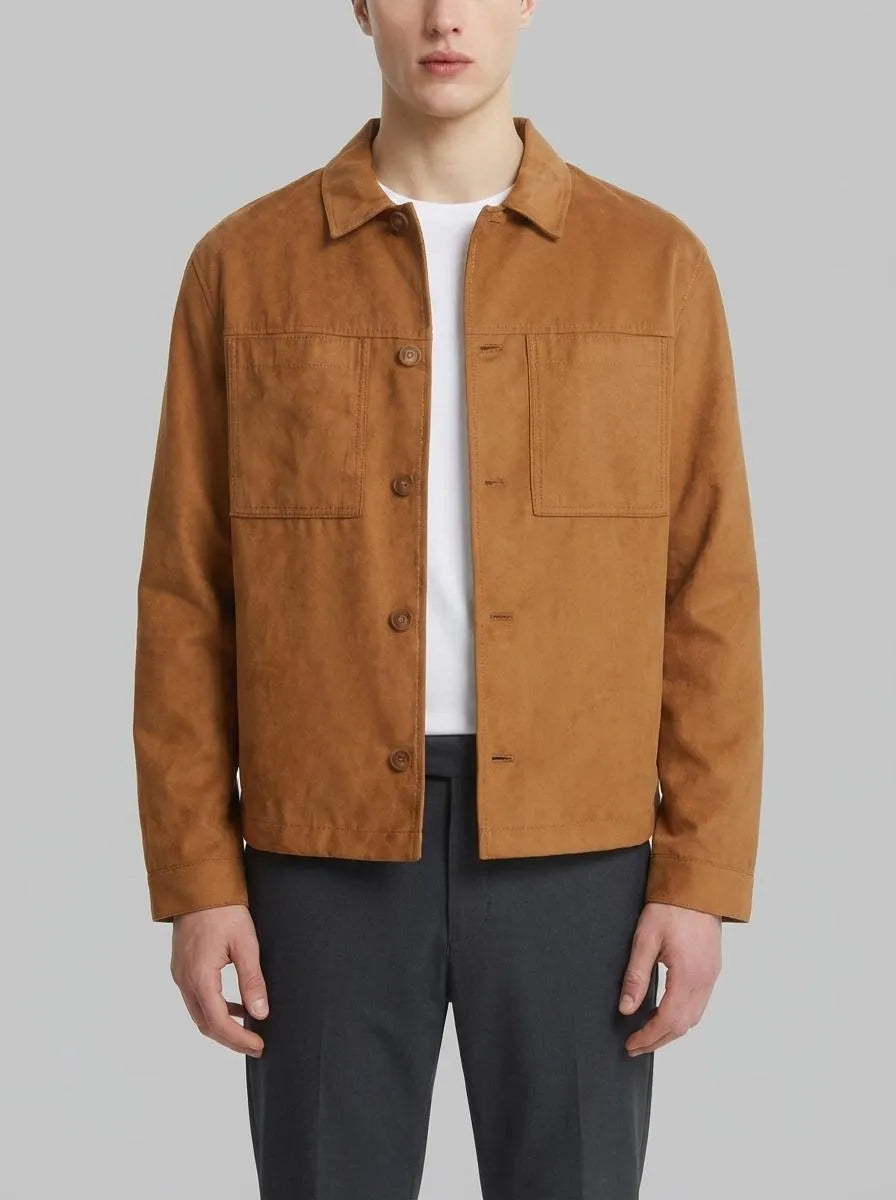 Springfield Brown Men Faux Suede Overshirt SKU: 0483150_33 Image 00