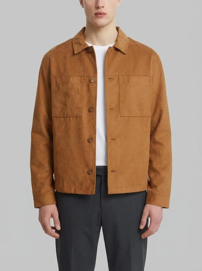Springfield Brown Men Faux Suede Overshirt SKU: 0483150_33 Image 00
