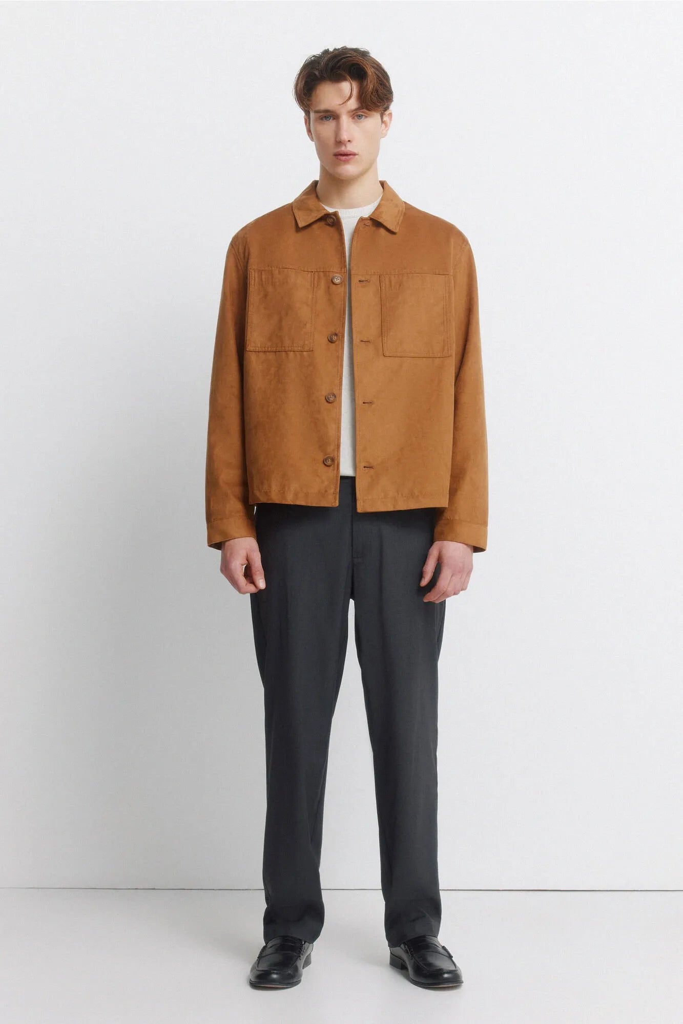 Springfield Brown Men Faux Suede Overshirt SKU: 0483150_33 Image 04