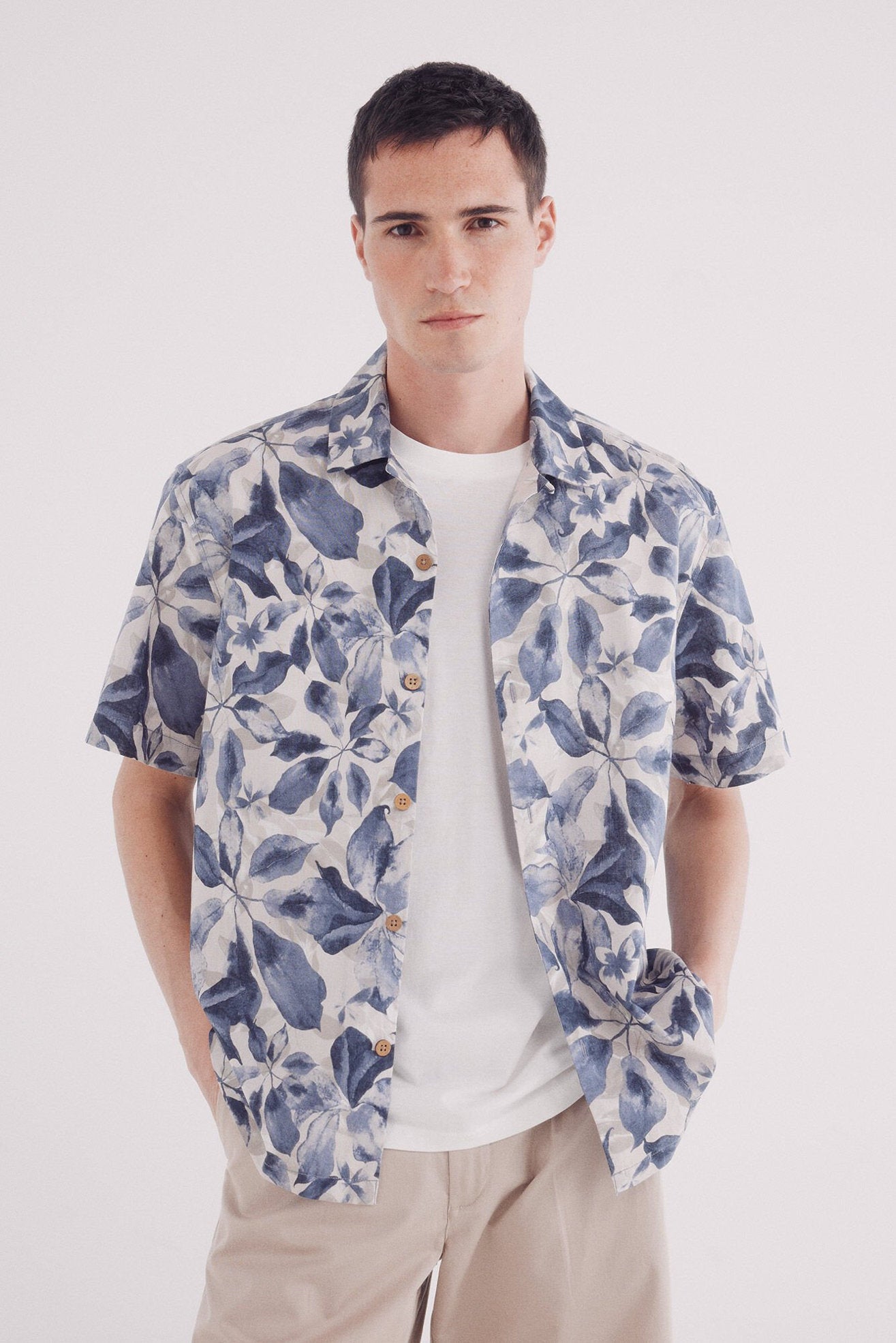 Springfield_Short Sleeve Printed Linen Shirt_0549130_51_01