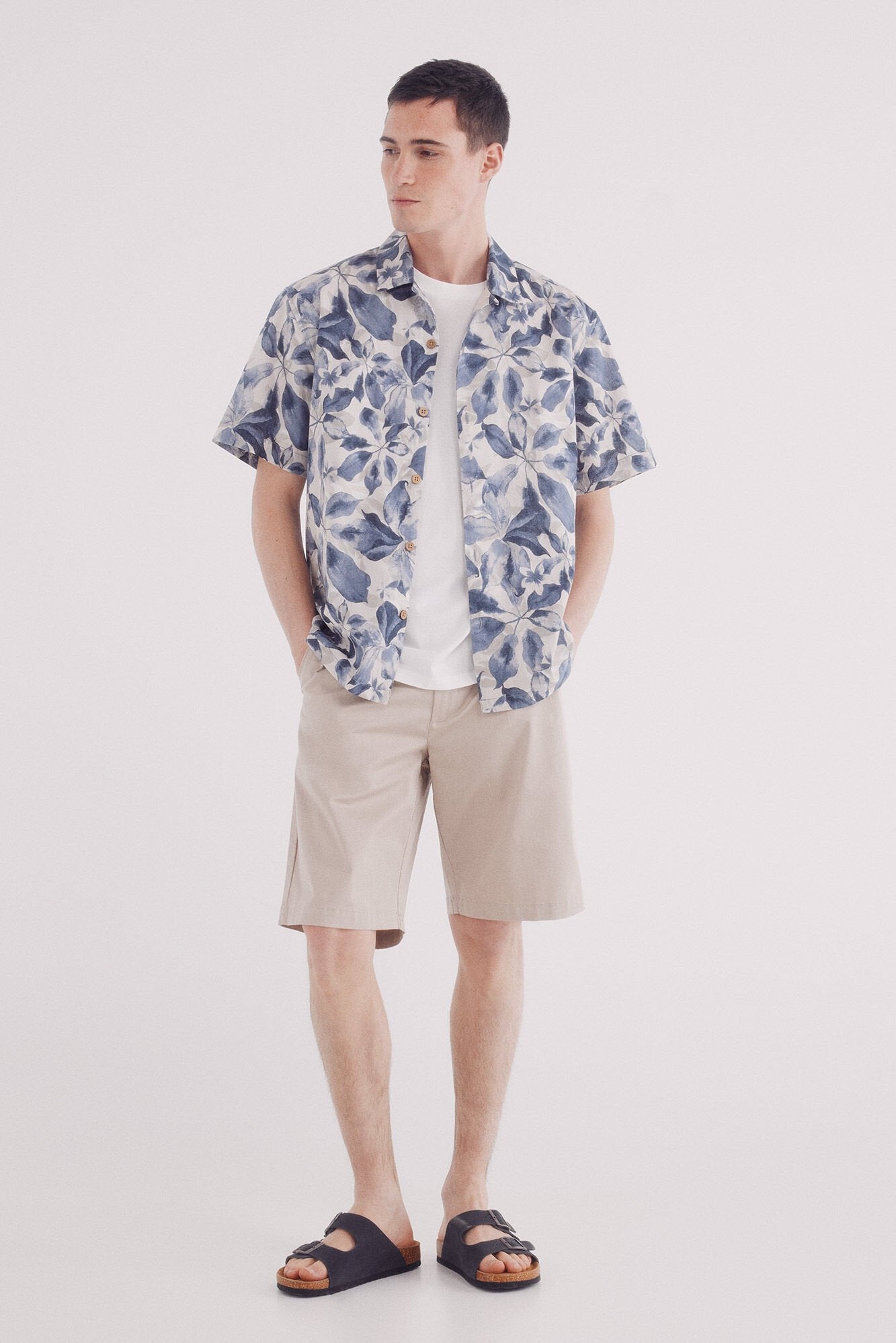 Springfield_Short Sleeve Printed Linen Shirt_0549130_51_02
