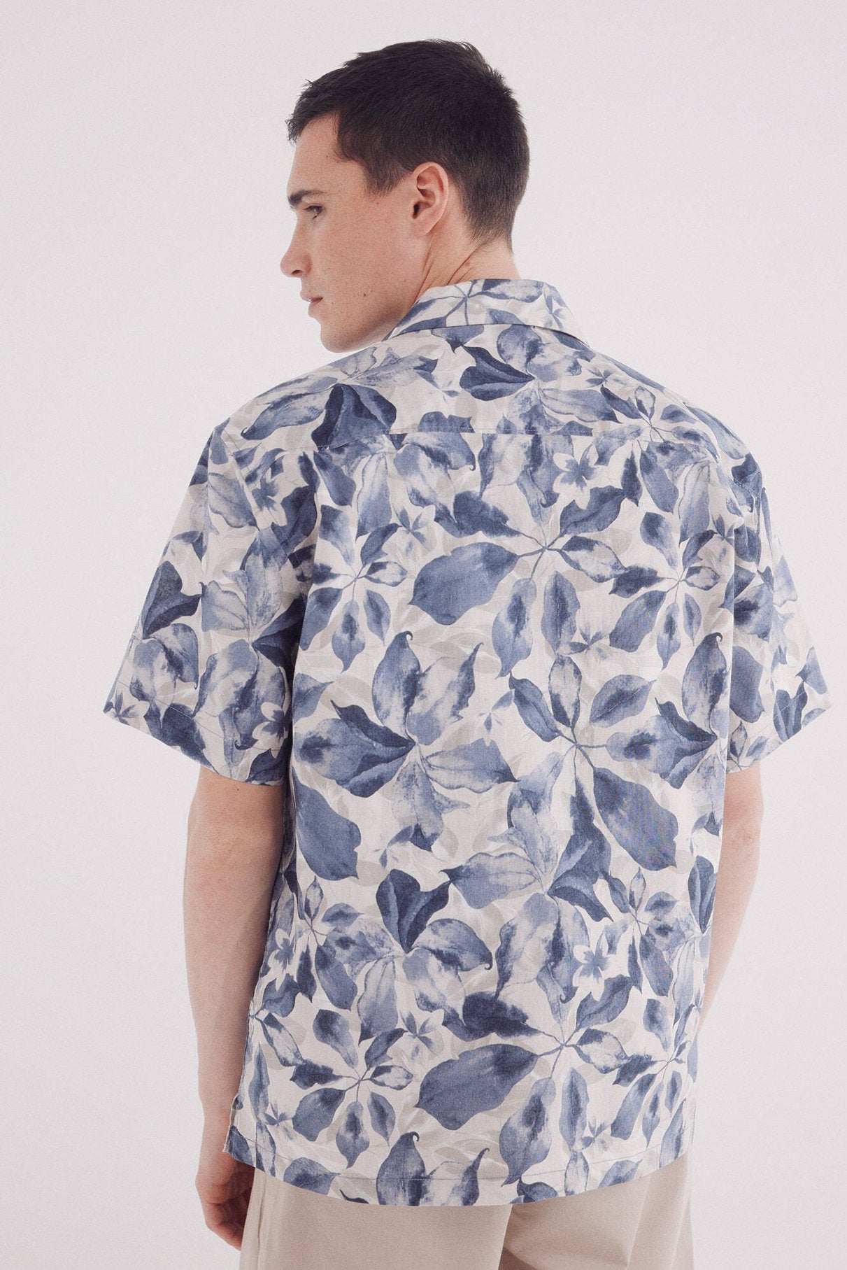 Springfield_Short Sleeve Printed Linen Shirt_0549130_51_05