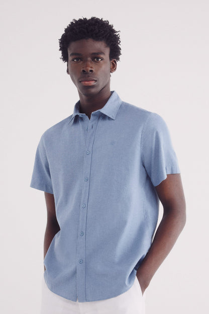 Springfield_Linen Shirt with Short Sleeves_0549131_14_01