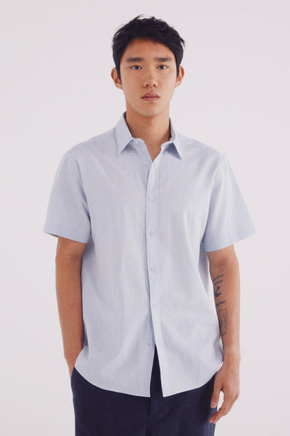 Springfield_Linen Shirt with Short Sleeves_0549131_18_01
