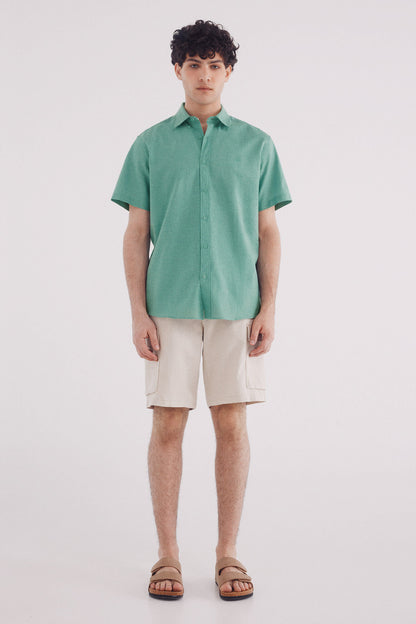 Springfield_Linen Shirt with Short Sleeves_0549131_25_03
