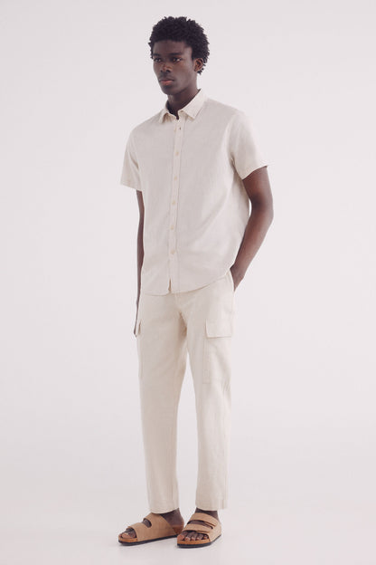 Springfield_Linen Shirt with Short Sleeves_0549131_51_04