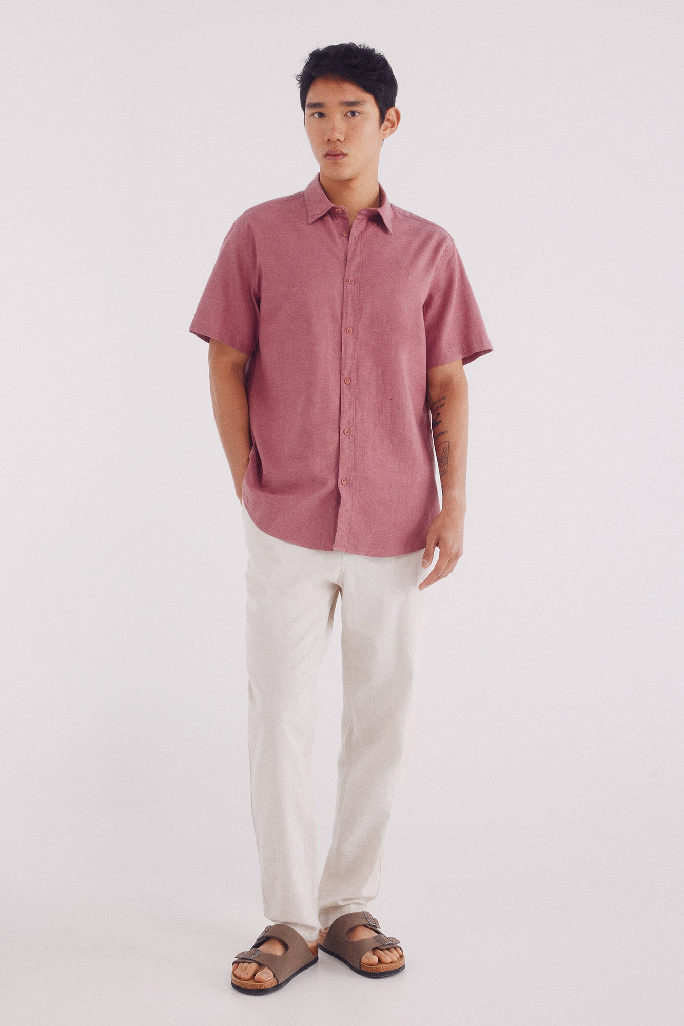 Springfield_Linen Shirt with Short Sleeves_0549131_67_03