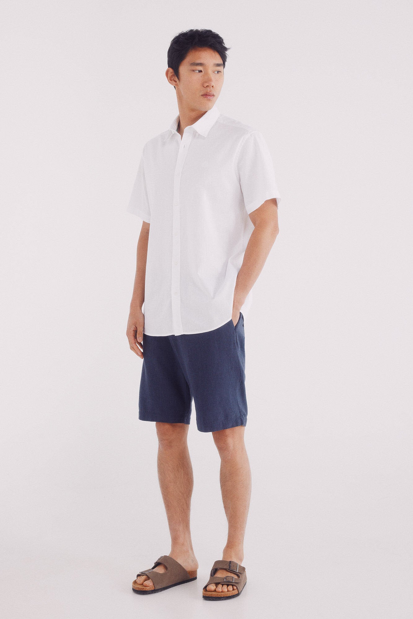 Springfield_Linen Shirt with Short Sleeves_0549131_99_02