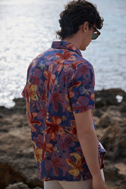 Springfield_Printed Short Sleeve Linen Shirt_0549134_12_01