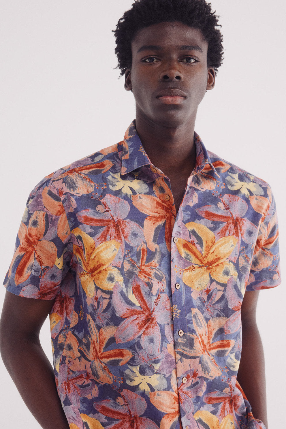 Springfield_Printed Short Sleeve Linen Shirt_0549134_12_02