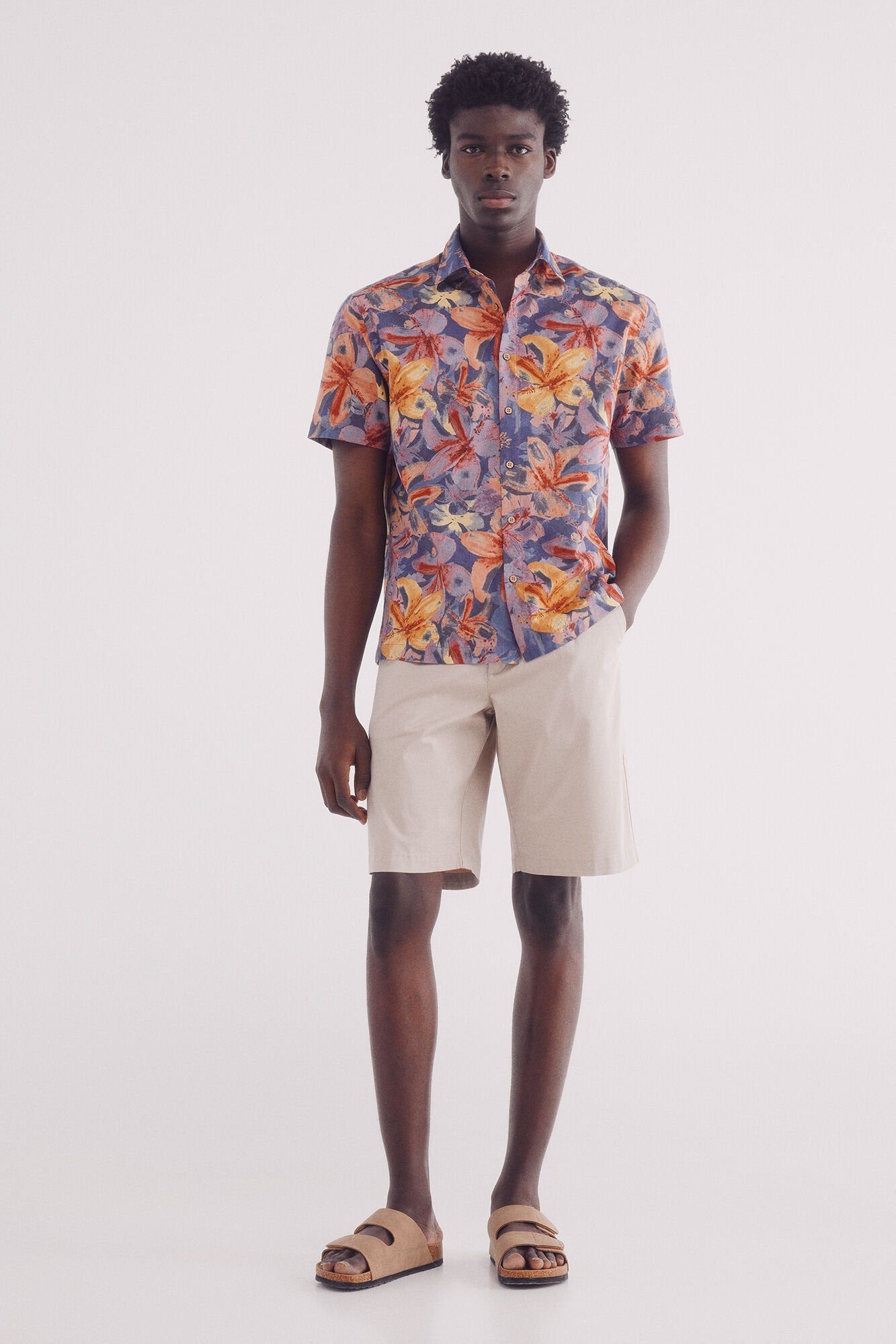 Springfield_Printed Short Sleeve Linen Shirt_0549134_12_04