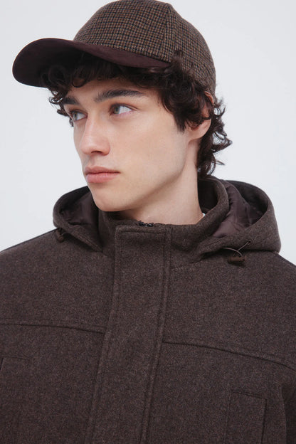 Springfield_Brown Print_Long Wool -Effect Parka_0582656_39_02