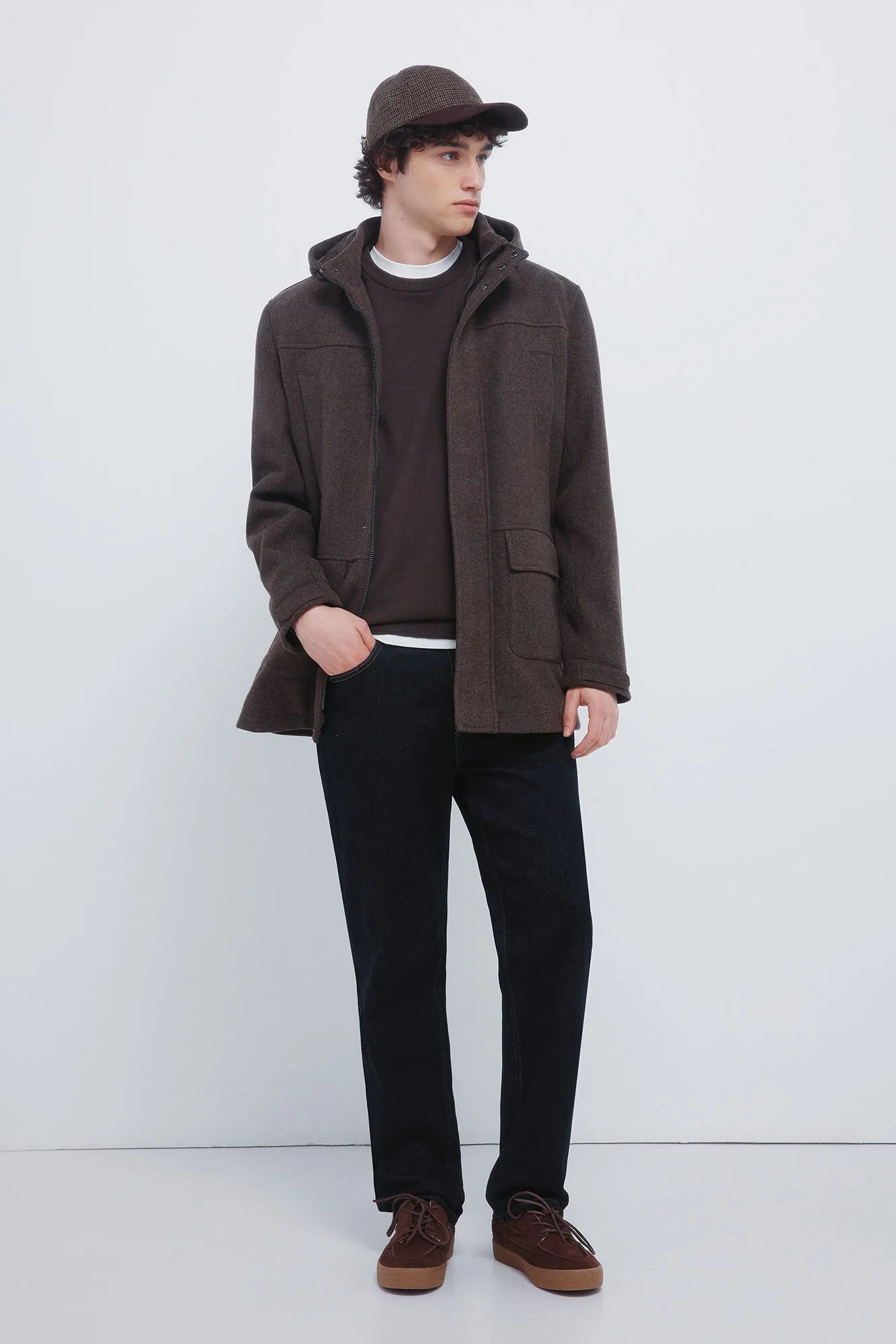 Springfield_Brown Print_Long Wool -Effect Parka_0582656_39_03