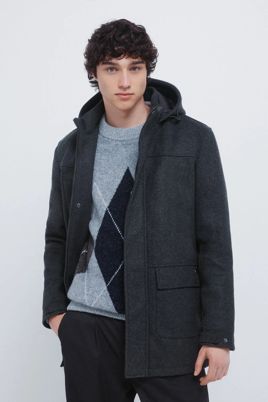 Springfield_Dark Grey_Long Wool -Effect Parka_0582656_42_01