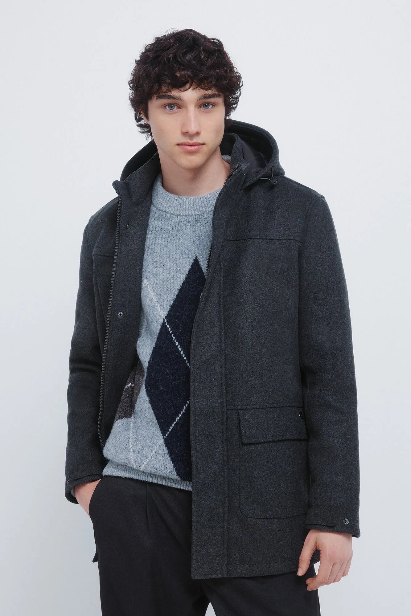 Springfield_Dark Grey_Long Wool -Effect Parka_0582656_42_01