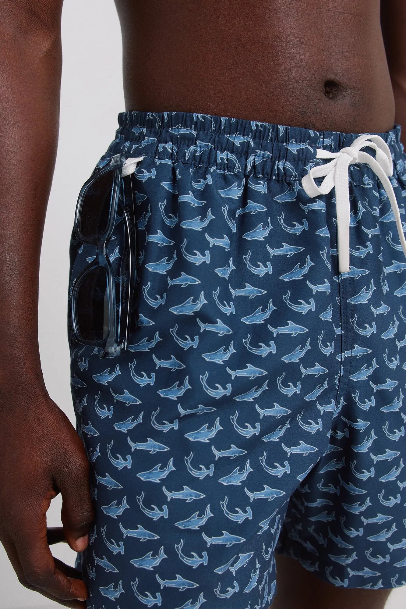 Springfield Blue Men Shark Print Swimwear SKU: 0593916_12 Image 04