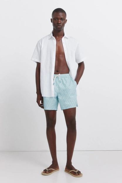 Springfield Blue Men Printed Leaf Swimwear SKU: 0593925_82 Image 01